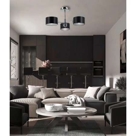 Lampa sufitowa chromowana z trzema czarnymi kloszami 2209/3A 8C z serii SOPHIA - Lampy Elem